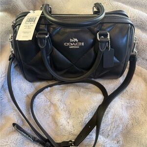 Coach Rowan Black Quilted Leather Satchel